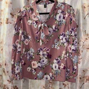 SHEIN Purple Tie Front Sailor Collar Blouse